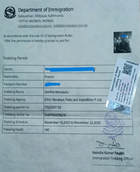 Nepal Trekking Permit